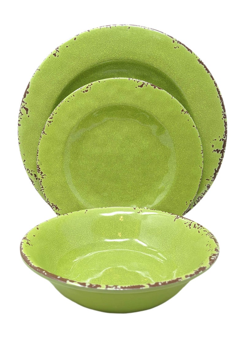Giannas Home Gianna's Home 12 Piece Rustic Farmhouse Melamine Dinnerware Set, Service for 4 (Green) - Image 1